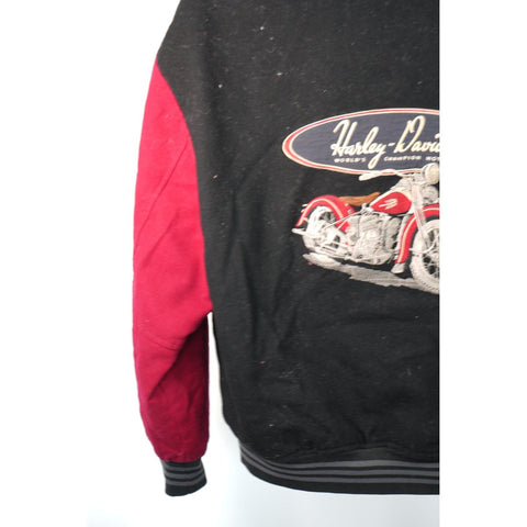 "Retail" Vintage Harley-Davidson Quilt Lined Embroidered Bomber Jacket Black/Red Small