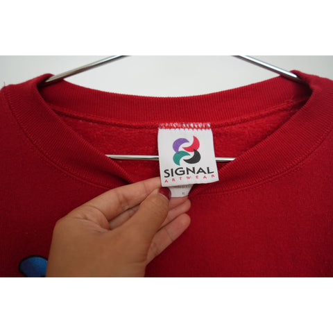 "Retail" Vintage 90s Signal Tazmania Santa's Helper Christmas Pullover Sweatshirt Red XL