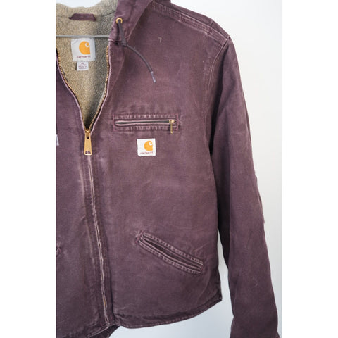 "Retail" Vintage Carhartt Sherpa Lined Canvas Full Zip Sierra Jacket Maroon Women's XL