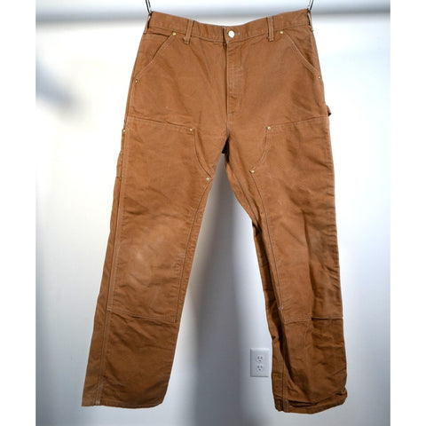 "Retail" Vintage Carhartt B01 BRN Dungaree Fit Double-Knee Utility Work Pants 35x32 Men's