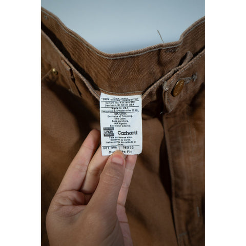 "Retail" Vintage Carhartt B01 BRN Dungaree Fit Double-Knee Utility Work Pants 35x32 Men's