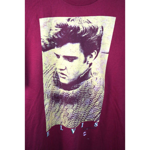 "Retail" Vintage FOTL Elvis Presley Graphic Tee Shirt Maroon L Single Stitch Made in USA
