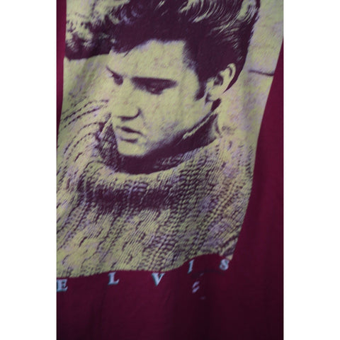 "Retail" Vintage FOTL Elvis Presley Graphic Tee Shirt Maroon L Single Stitch Made in USA