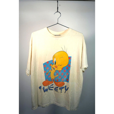 "Retail" Vintage '93 "That's All Folks" Looney Tunes Tweety Bird Tee Shirt White Single Stitch