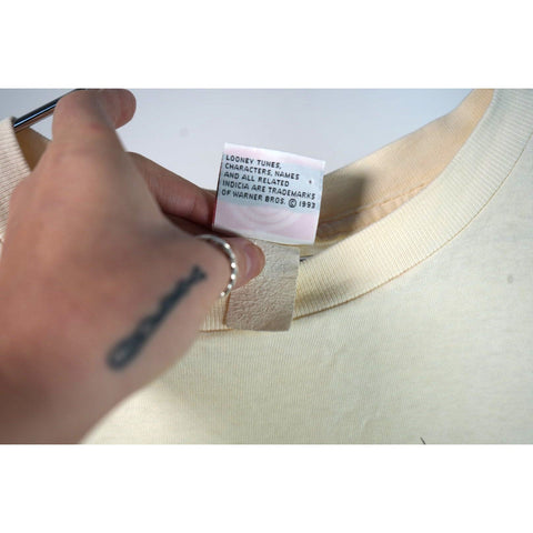 "Retail" Vintage '93 "That's All Folks" Looney Tunes Tweety Bird Tee Shirt White Single Stitch