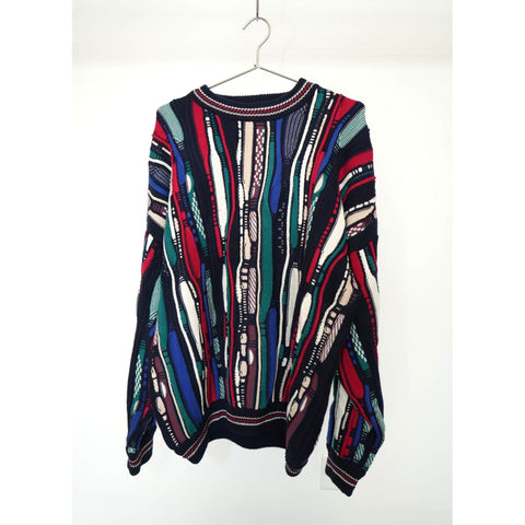 "Retail" Vintage Cotton Traders Coogi Style 3D Textured Multicolor Pullover Sweater XL