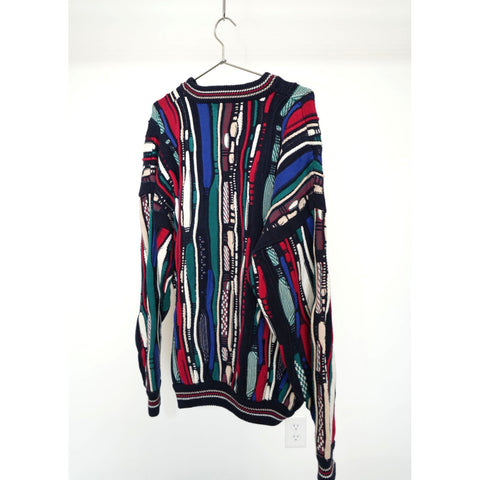 "Retail" Vintage Cotton Traders Coogi Style 3D Textured Multicolor Pullover Sweater XL