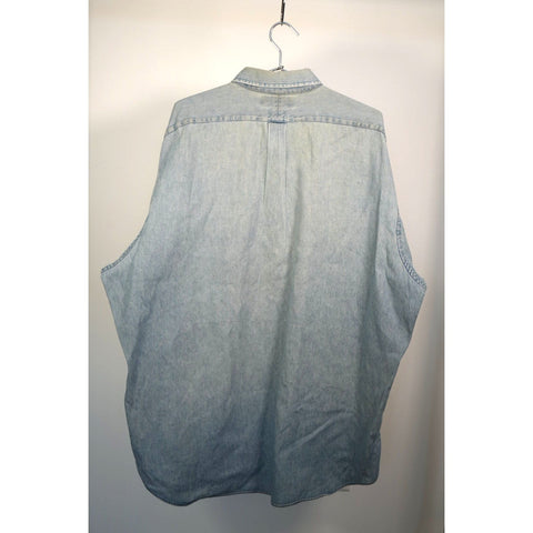 "Retail" Ralph Lauren Blaire Denim Button Down Long Sleeve Shirt Blue Size XXL