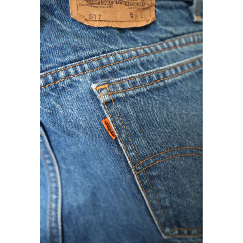 "Retail" Vintage Levi's 517 Orange Tab Boot Cut Denim Jeans 35x30.5 Men's Made in USA