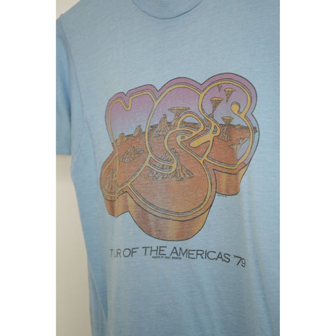 "Retail" Vintage YES Tour of Americas '79 Concert Tee Shirt Light Blue Boys