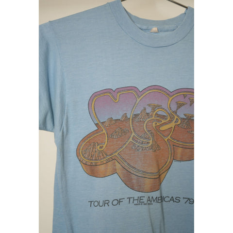 "Retail" Vintage YES Tour of Americas '79 Concert Tee Shirt Light Blue Boys