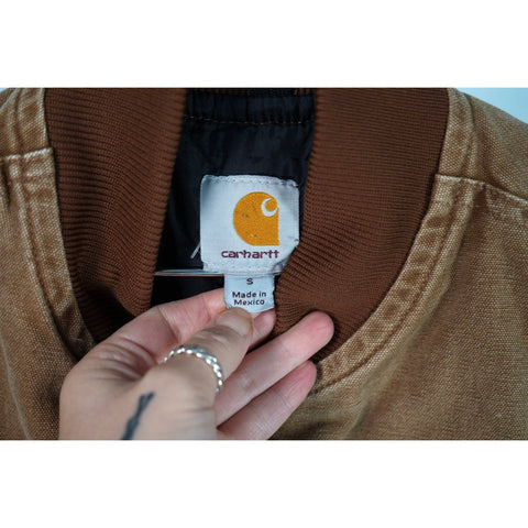 "Retail" Vintage Carhartt Quilt Lined Canvas Full Zip Vest Tan Small