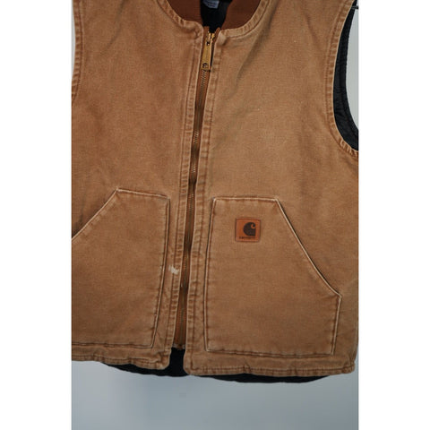 "Retail" Vintage Carhartt Quilt Lined Canvas Full Zip Vest Tan Small