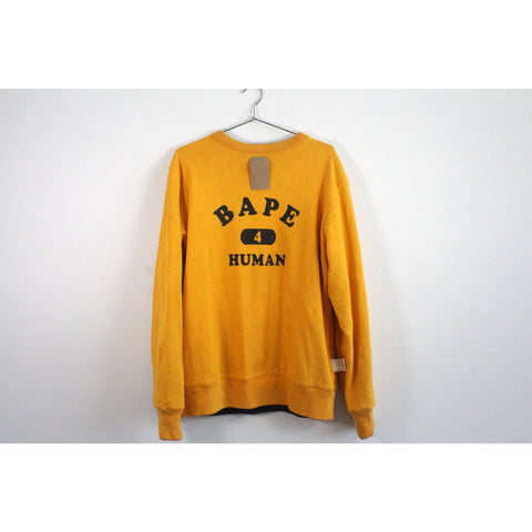 BAPE 4 Human Long Sleeve Sweatshirt Reversible | A Bathing Ape XL Crewneck | Nowhere Co. Ltd Streetwear | Ape Shall Never Kill Ape | 100% Cotton Japanese Vintage