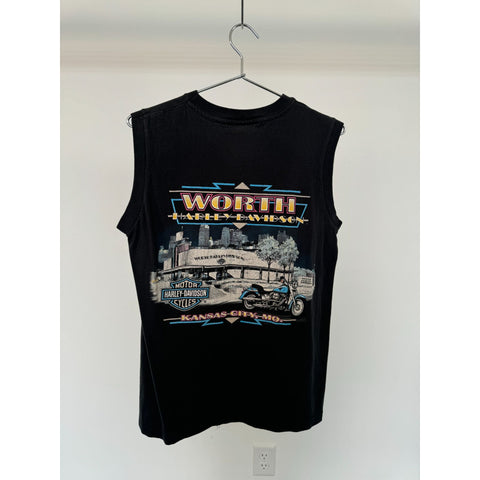 "Retail" Vintage 90s Harley-Davidson Worth Kansas City Graphic Sleeveless Tee Shirt M