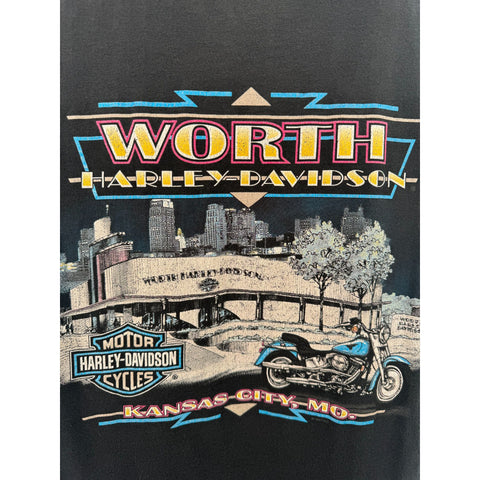 "Retail" Vintage 90s Harley-Davidson Worth Kansas City Graphic Sleeveless Tee Shirt M