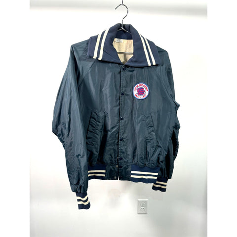 "Retail" Vintage Cotton Belt Division Snap Button Bomber Jacket Navy Blue Medium Men's