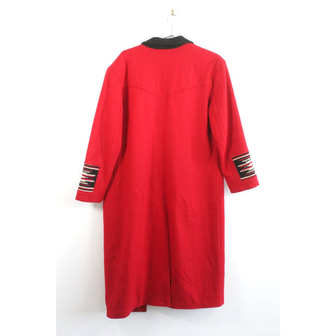 Pioneer Wear 1980s Red Wool Overcoat | Vintage Long Ranch Western Style Coat | Collectible Retro Outerwear | Fits Large