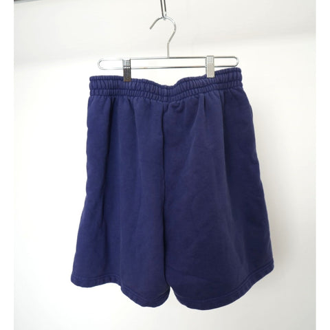 "Retail" Balenciaga Wardrobe Logo Print Elastic Waist Sweat Shorts Navy Blue W26