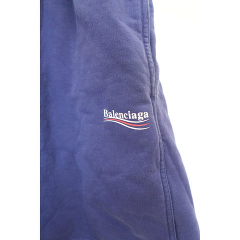 "Retail" Balenciaga Wardrobe Logo Print Elastic Waist Sweat Shorts Navy Blue W26