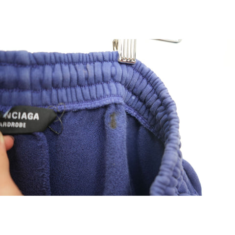 "Retail" Balenciaga Wardrobe Logo Print Elastic Waist Sweat Shorts Navy Blue W26