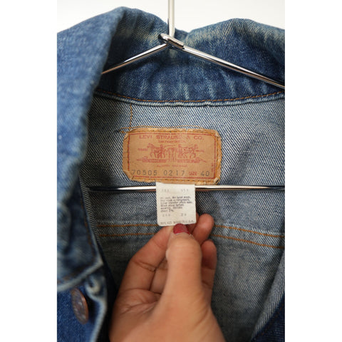 "Retail" VTG 70s Levi's 70505 0217 Denim Trucker Jacket Blue Size 40 Men's Made in USA