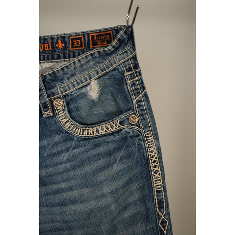 "Retail" Rock Revival Jeremy Boot Detailed Stitching Boot Cut Denim Jeans 38x30.5 Men's