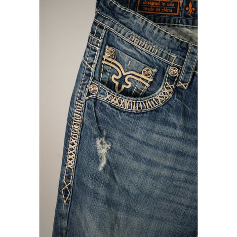 "Retail" Rock Revival Jeremy Boot Detailed Stitching Boot Cut Denim Jeans 38x30.5 Men's