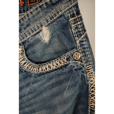 "Retail" Rock Revival Jeremy Boot Detailed Stitching Boot Cut Denim Jeans 38x30.5 Men's