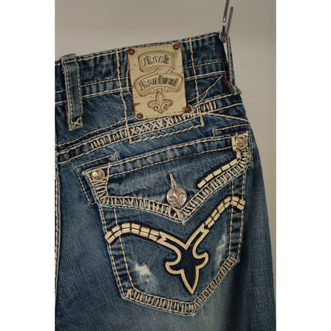 "Retail" Rock Revival Jeremy Boot Detailed Stitching Boot Cut Denim Jeans 38x30.5 Men's