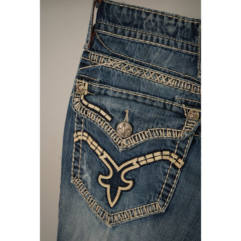 "Retail" Rock Revival Jeremy Boot Detailed Stitching Boot Cut Denim Jeans 38x30.5 Men's