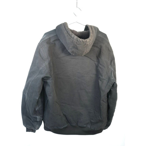 "Retail" Vintage Carhartt Quilt Flannel Lined Canvas Full Zip Hooded Jacket Black L Tall