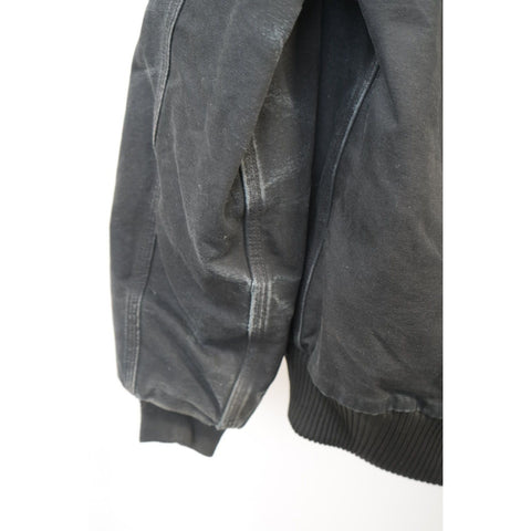 "Retail" Vintage Carhartt Quilt Flannel Lined Canvas Full Zip Hooded Jacket Black L Tall