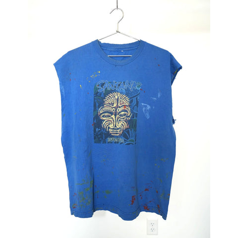 "Retail" Vintage 1999 Santana Supernatural Distressed Sleeveless Tee Shirt Blue