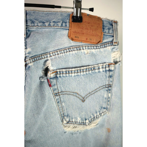"Retail" Vintage 90s Levi's 501 Original Fit Distressed Straight Leg Denim Jeans 34x30.5