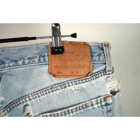"Retail" Vintage 90s Levi's 501 Original Fit Distressed Straight Leg Denim Jeans 34x30.5