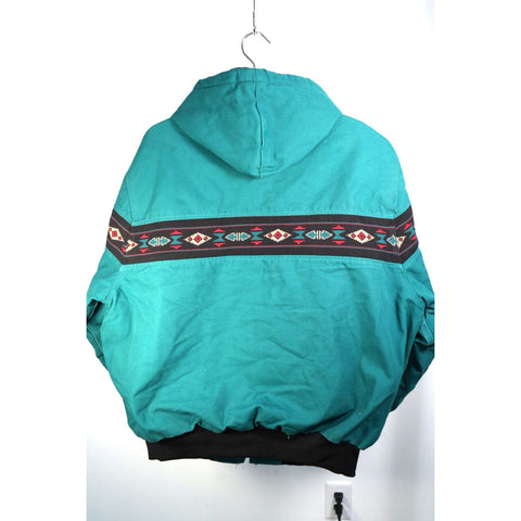 "Retail" VTG Carhartt Native American Aztec Quilted Lined Canvas Full Zip Hooded Jacket
