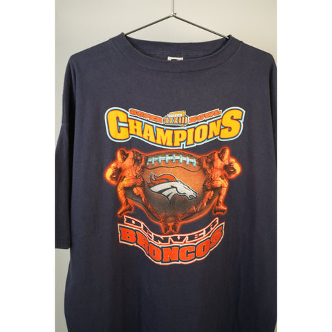 "Retail" Vintage Starter Super Bowl XXXIII Champions Denver Broncos Tee Shirt Navy XXL