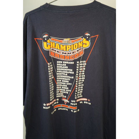 "Retail" Vintage Starter Super Bowl XXXIII Champions Denver Broncos Tee Shirt Navy XXL