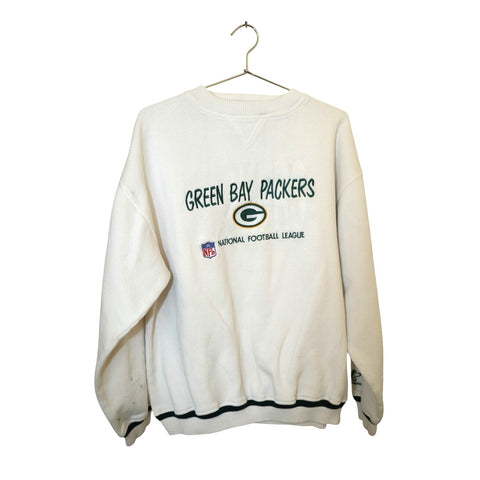 "Retail" Vintage NFL Pro Line Green Bay Packers Embroidered Pullover Sweatshirt White XL