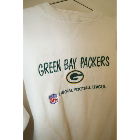"Retail" Vintage NFL Pro Line Green Bay Packers Embroidered Pullover Sweatshirt White XL