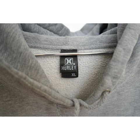 "Retail" Vintage Hurley Spell Out Logo Print Pullover Hoodie Gray XL Men's