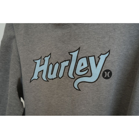 "Retail" Vintage Hurley Spell Out Logo Print Pullover Hoodie Gray XL Men's