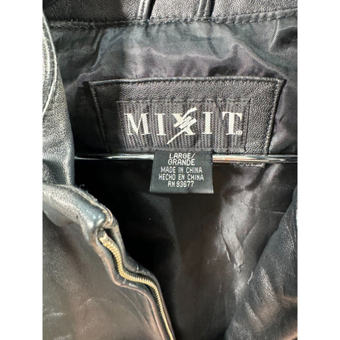 "Retail" Vintage MixIt Full Zip Leather Bomber Jacket Black Size Large Women's