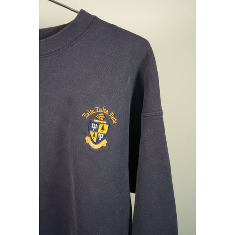"Retail" Vintage Lee Delta Delta Delta Embroidered Pullover Sweatshirt Navy Blue XL