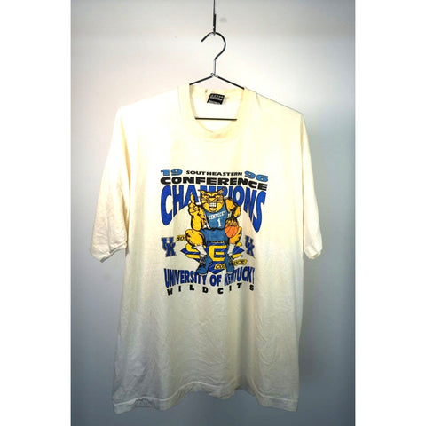 "Retail" Vintage FOTL Kentucky Wildcats 1996 Champions Tee Shirt White XXL Made in USA