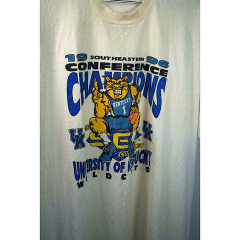 "Retail" Vintage FOTL Kentucky Wildcats 1996 Champions Tee Shirt White XXL Made in USA