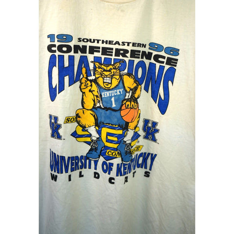 "Retail" Vintage FOTL Kentucky Wildcats 1996 Champions Tee Shirt White XXL Made in USA