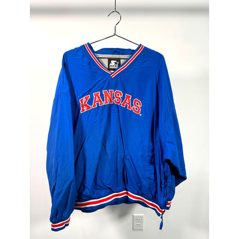 "Retail" Vintage Starter Kansas City Jayhawks Pullover Windbreaker Jacket Blue 2XL Men's