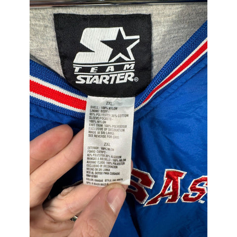 "Retail" Vintage Starter Kansas City Jayhawks Pullover Windbreaker Jacket Blue 2XL Men's